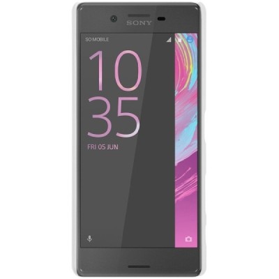 Nillkin Frosted Shield Sony Xperia X (F5121, F5122) auksinis plastikinis dėklas + apsauginė ekrano plėvelė / Priedai.lt