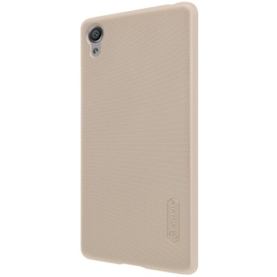 Nillkin Frosted Shield Sony Xperia X (F5121, F5122) auksinis plastikinis dėklas + apsauginė ekrano plėvelė / Priedai.lt