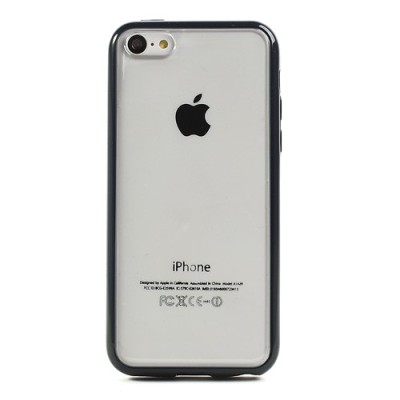 Dzidrs / melns cieta silikona un plastmasas Apple iPhone 5C bamperis, apvalks / vacins.lv
