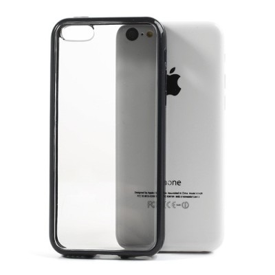 Dzidrs / melns cieta silikona un plastmasas Apple iPhone 5C bamperis, apvalks / vacins.lv