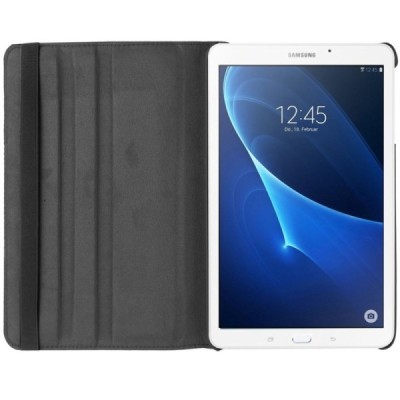 Samsung Galaxy Tab A 7.0 2016 (T280,T285) atvēramais melns ādas maciņš, grozās 360° grādu apjomā / Vacins.lv