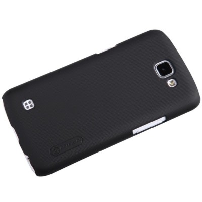 LG K4 (K120E) Nillkin Frosted Shield melns plastmasas apvalks + ekrāna aizsargplēve / Vacins.lv