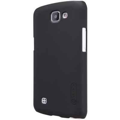 LG K4 (K120E) Nillkin Frosted Shield melns plastmasas apvalks + ekrāna aizsargplēve / Vacins.lv