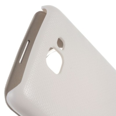 LG K4 (K120E) View Window balts atvēramais ādas maciņš / Vacins.lv