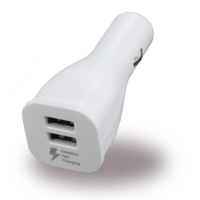 Origināls „Samsung“ Adaptive Fast Charging Dual-Port EP-LN920 balts autolādētājs (2000 mA / 1670mA) / Vacins.lv