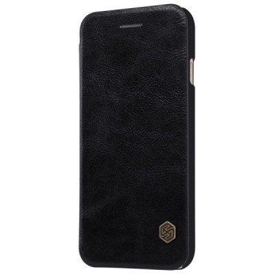 Greznais „Nillkin“ Qin sērijas ādas atvērams melns Apple iPhone 7 (iPhone 8) maciņš / Vacins.lv