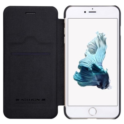 Greznais „Nillkin“ Qin sērijas ādas atvērams melns Apple iPhone 7 Plus (iPhone 8 Plus) maciņš / Vacins.lv