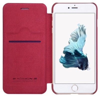 Greznais „Nillkin“ Qin sērijas ādas atvērams sarkans Apple iPhone 7 Plus (iPhone 8 Plus) maciņš / Vacins.lv