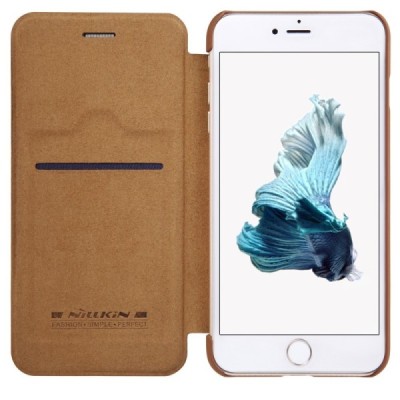 Greznais „Nillkin“ Qin sērijas ādas atvērams brūns Apple iPhone 7 Plus (iPhone 8 Plus) maciņš / Vacins.lv