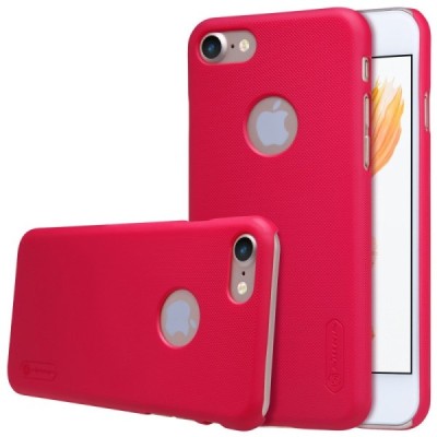 Apple iPhone 7 (iPhone 8) Nillkin Frosted Shield sarkans plastmasas futrālis + ekrāna aizsargplēve / Vacins.lv