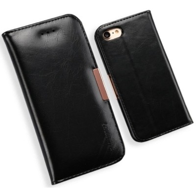 Apple iPhone 7 (iPhone 8) „Kalaideng“ Royale ādas atvēramais melns maciņš (maks) / Vacins.lv
