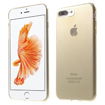 Apple iPhone 7 Plus (iPhone 8 Plus) dzidrs (caurspīdīgs) zelta cieta silikona TPU pasaulē planākais apvalks / Vacins.lv
