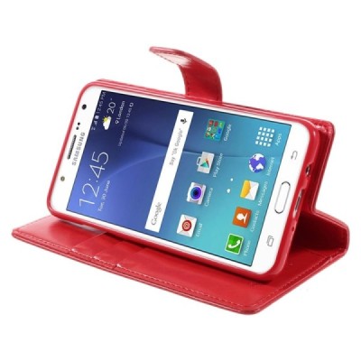 Mercury Blue Moon Samsung Galaxy J5 2016 (J510) atvērams sarkans ādas maciņš - maks / Vacins.lv
