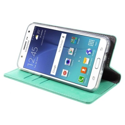 Mercury Blue Moon Samsung Galaxy J5 2016 (J510) atvērams piparmētru ādas maciņš - maks / Vacins.lv