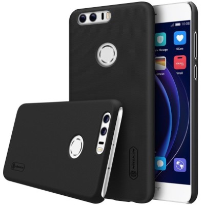 Nillkin Frosted Shield Honor 8 juodas plastikinis dėklas + apsauginė ekrano plėvelė / Priedai.lt