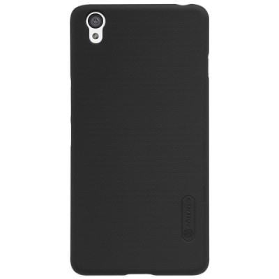 OnePlus X Nillkin Frosted Shield melns plastmasas apvalks + ekrāna aizsargplēve / Vacins.lv