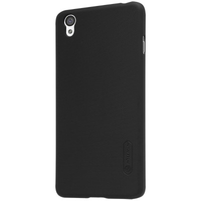 OnePlus X Nillkin Frosted Shield melns plastmasas apvalks + ekrāna aizsargplēve / Vacins.lv