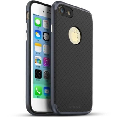Apple iPhone 7 (iPhone 8) „IPAKY“ cieta silikona (TPU) melns apvalks (apmales - pelekā krāsā) / Vacins.lv