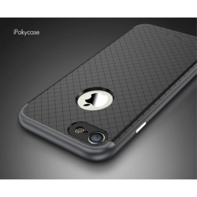 Apple iPhone 7 (iPhone 8) „IPAKY“ cieta silikona (TPU) melns apvalks (apmales - pelekā krāsā) / Vacins.lv