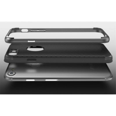 Apple iPhone 7 (iPhone 8) „IPAKY“ cieta silikona (TPU) melns apvalks (apmales - pelekā krāsā) / Vacins.lv