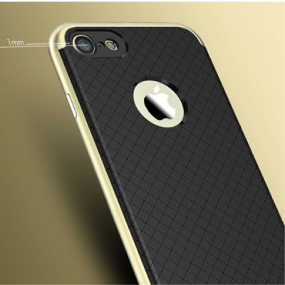 Apple iPhone 7 (iPhone 8) „IPAKY“ cieta silikona (TPU) melns apvalks (apmales - zeltā krāsā) / Vacins.lv