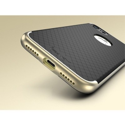 Apple iPhone 7 (iPhone 8) „IPAKY“ cieta silikona (TPU) melns apvalks (apmales - zeltā krāsā) / Vacins.lv
