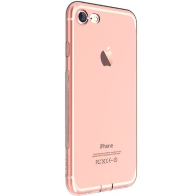 Apple iPhone 7 (iPhone 8) „Devia“ Naked Case TPU ploniausias silikoninis skaidrus rožinis permatomas dėklas ir apsauginis ekrano
