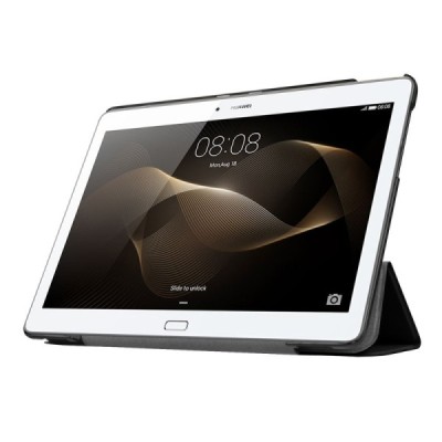 Huawei MediaPad M2 10 atverčiamas juodas odinis dėklas - knygutė / Priedai.lt