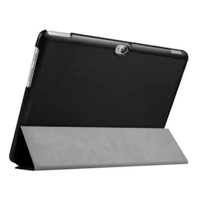 Huawei MediaPad M2 10 atverčiamas juodas odinis dėklas - knygutė / Priedai.lt