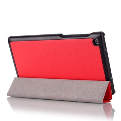 Lenovo Tab3 7 Essential (710, 710F, 710I) atverčiamas raudonas odinis dėklas - knygutė / Priedai.lt