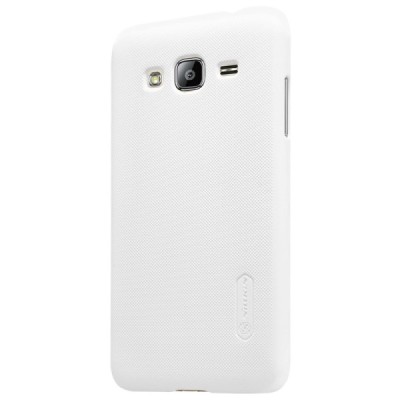 Samsung Galaxy J3 2016 Nillkin Frosted Shield balts plastmasas apvalks + ekrāna aizsargplēve / Vacins.lv