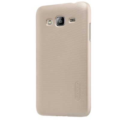 Samsung Galaxy J3 2016 Nillkin Frosted Shield zelta plastmasas apvalks + ekrāna aizsargplēve / Vacins.lv