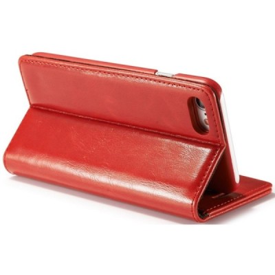 Apple iPhone 7 (iPhone 8) „CaseMe“ solidus atverčiamas raudonas odinis dėklas - knygutė / Priedai.lt