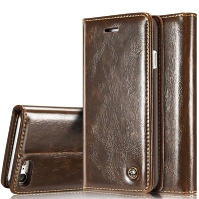 Apple iPhone 7 (iPhone 8) „CaseMe“ solīds atvēramais ādas brūns maciņš - maks / Vacins.lv