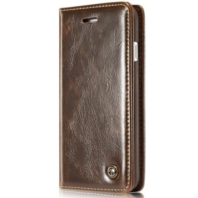 Apple iPhone 7 (iPhone 8) „CaseMe“ solidus atverčiamas rudas odinis dėklas - knygutė / Priedai.lt
