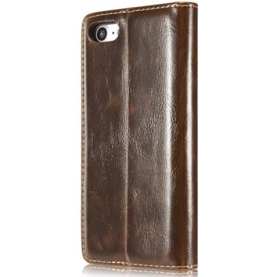 Apple iPhone 7 (iPhone 8) „CaseMe“ solidus atverčiamas rudas odinis dėklas - knygutė / Priedai.lt