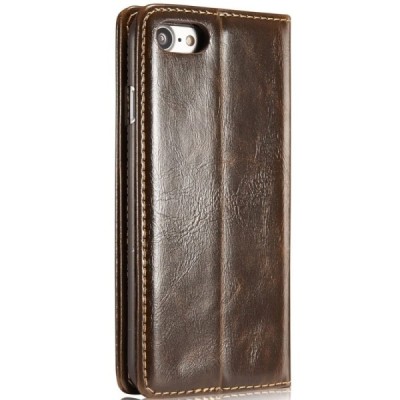 Apple iPhone 7 (iPhone 8) „CaseMe“ solidus atverčiamas rudas odinis dėklas - knygutė / Priedai.lt