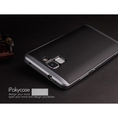 Honor 7 „IPAKY“ cieta silikona (TPU) melns apvalks (apmales - pelekā krāsā) / Vacins.lv