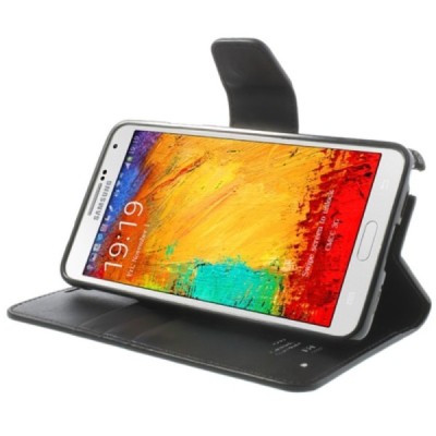 Mercury Sonata atverčiamas Samsung Galaxy Note 3 (N900) juodas odinis dėklas - piniginė / Priedai.lt
