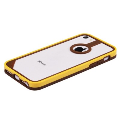 Geltonas/rudas „BASEUS“ kieto silikono Apple iPhone 5C dėklas (rėmelis) / Priedai.lt