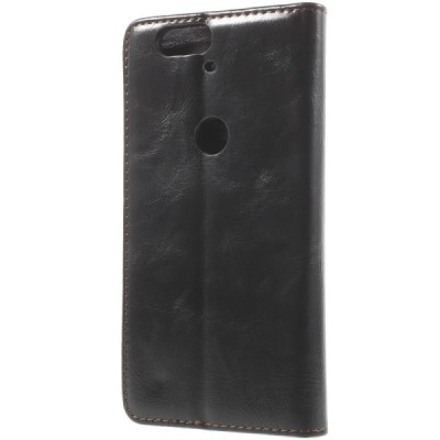 Huawei Nexus 6P „CaseMe“ solīds atvēramais ādas melns maciņš - maks / Vacins.lv