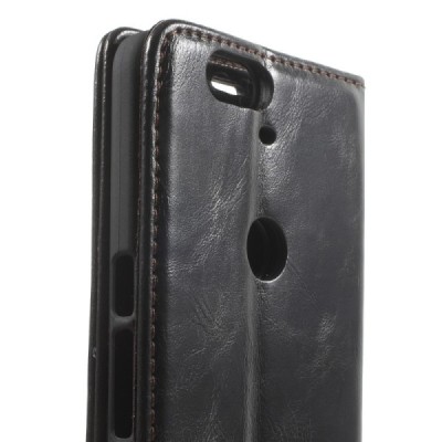 Huawei Nexus 6P „CaseMe“ solīds atvēramais ādas melns maciņš - maks / Vacins.lv