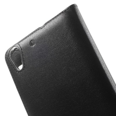 Huawei Y6 II (Huawei Y6 2) melns atvēramais „Smart Window“ ādas maciņš / Vacins.lv