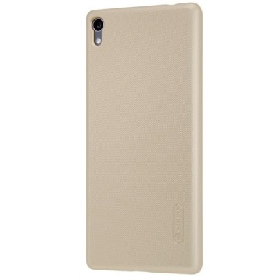 Sony Xperia XA Ultra (F3212, F3216) Nillkin Frosted Shield zelta plastmasas futrālis + ekrāna aizsargplēve / Vacins.lv