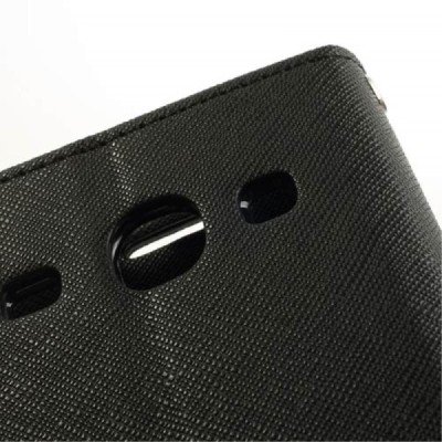 Samsung Galaxy Core (i8260, i8262) „Mercury“ atvērams melns ādas futrālis - maciņš / Vacins.lv