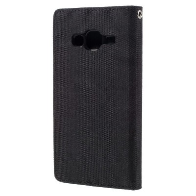 Samsung Galaxy J3 2016 (J310, J320) „Mercury“ atvērams melns ādas maciņš - maks / Vacins.lv