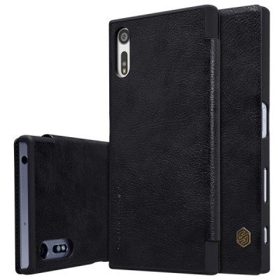 Greznais „Nillkin“ Qin sērijas ādas atvērams melns Sony Xperia XZ maciņš (maks) / Vacins.lv