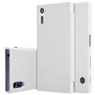 Prabangus „Nillkin“ Qin serijos baltas odinis atverčiamas Sony Xperia XZ (XZs) dėklas - knygutė / Priedai.lt