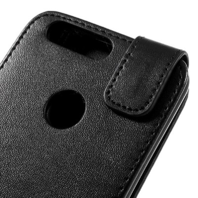 Honor 8 (Huawei Honor 8) klasisks ādas vertikāli atvēramais melns maciņš / Vacins.lv