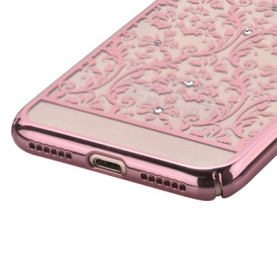 Apple iPhone 7 (iPhone 8) elegants Devia Crystal Baroque Swarovski dzidrs (caurspīdīgs) rozs plastmasas apvalks ar kristāliem / 